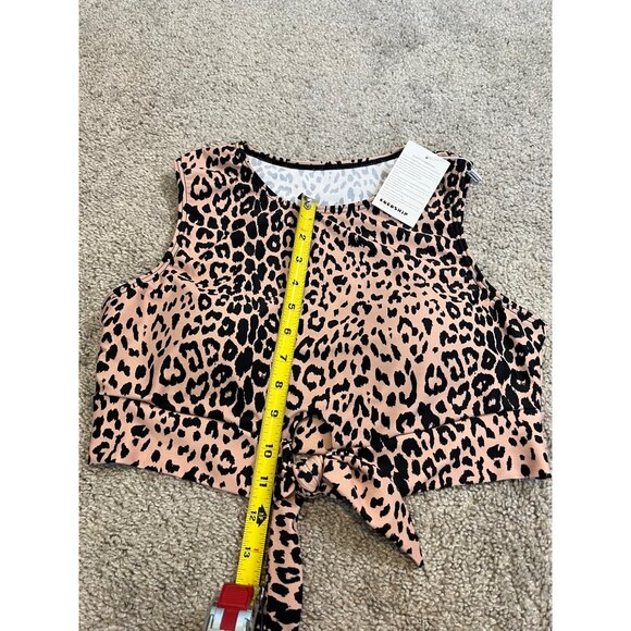 Cocoship Leopard Print Tie Front Swim Top Womens Size 10 Swimsuit Top Padded - Picture 4 of 11